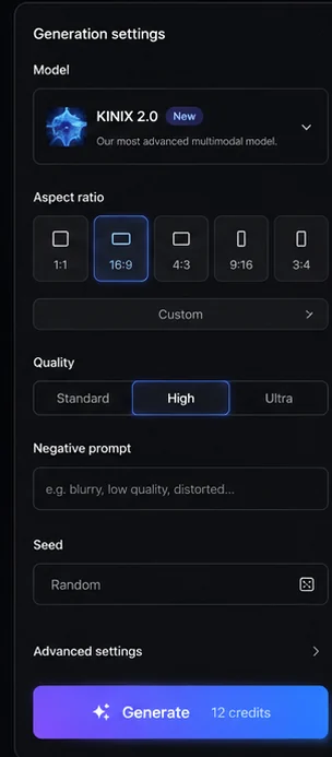 Generation settings